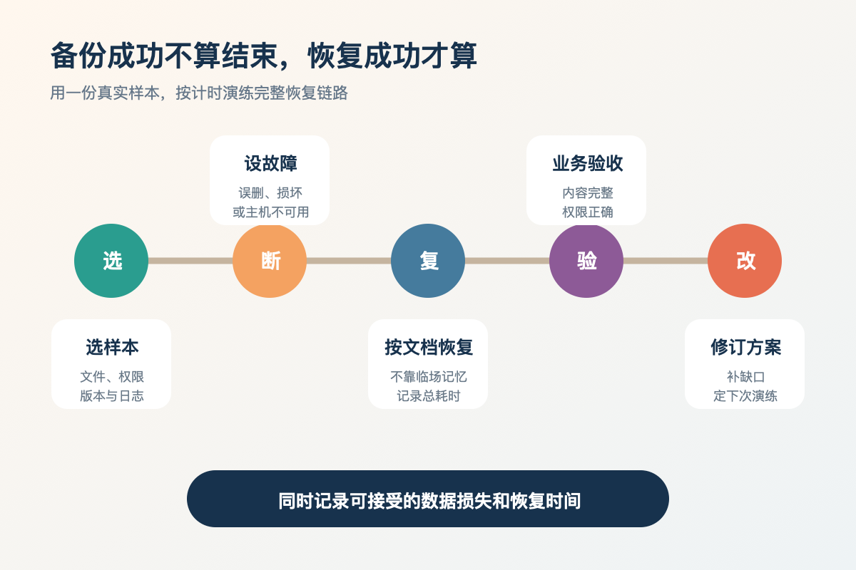 从选择样本设置故障按文档恢复到业务验收和修订方案的恢复演练